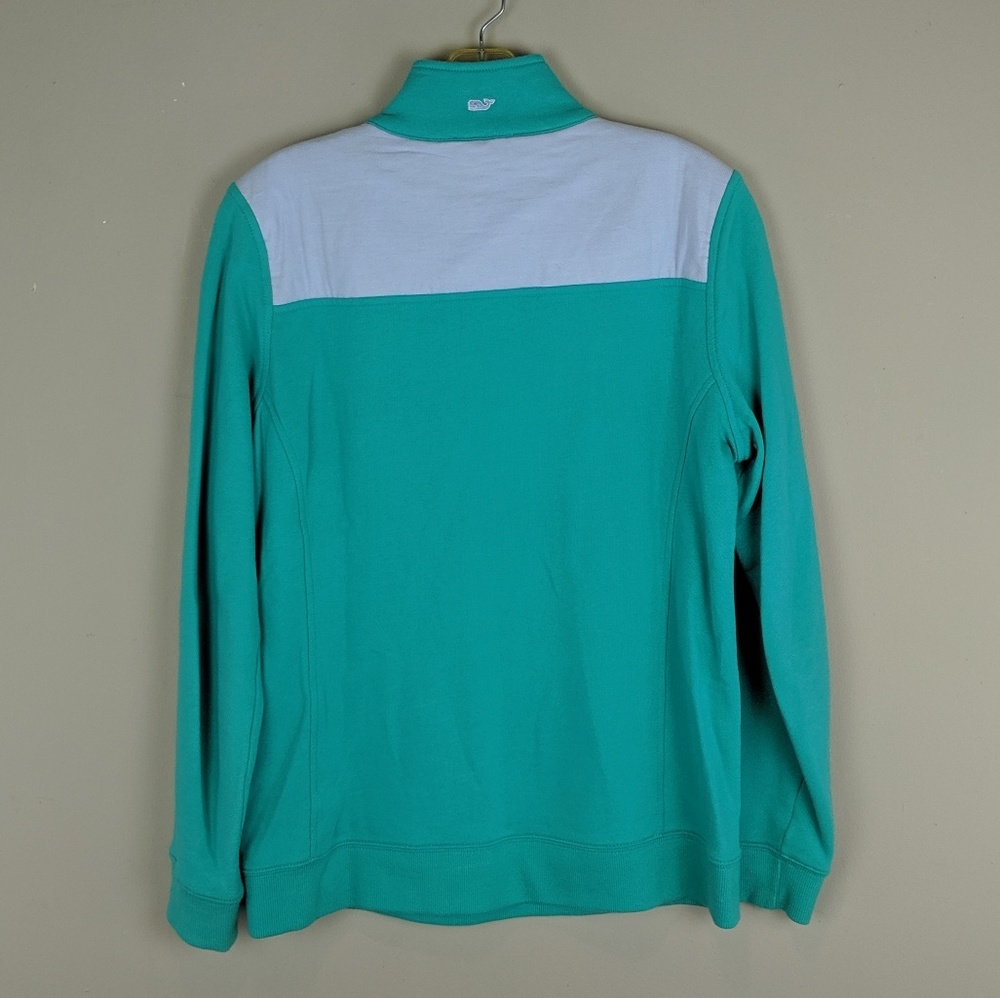 Vineyard Vines | Teal White Quarter Zip Top - E76 - Picture 2 of 8